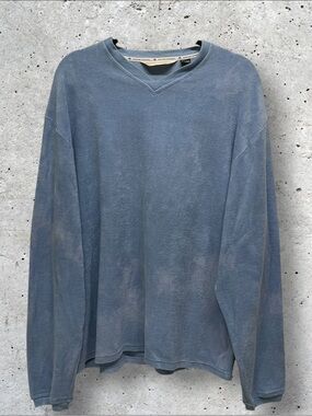 Vintage 90s Boston Traders Light Blue Faded V-Neck Sweater // L